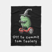 Whimsical Frog Wizard Off To Commit Tom Foolery Fr フリースブランケット (正面)