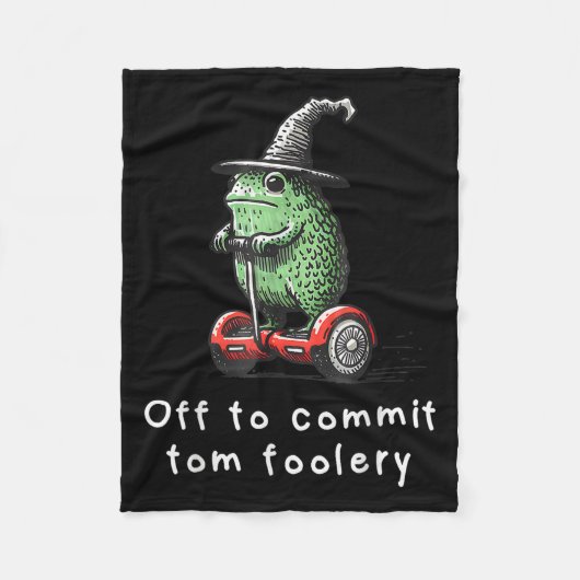 Whimsical Frog Wizard Off To Commit Tom Foolery Fr フリースブランケット (正面)