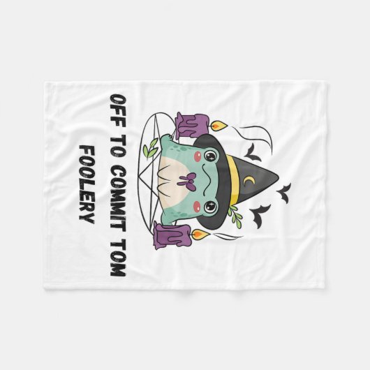 Whimsical Frog Wizard Off To Commit Tom Foolery Fr フリースブランケット (正面(横))