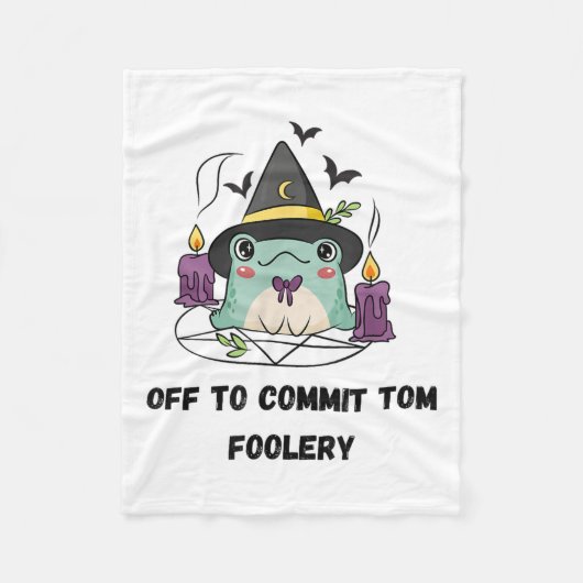 Whimsical Frog Wizard Off To Commit Tom Foolery Fr フリースブランケット (正面)