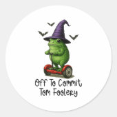Whimsical Frog Wizard Off To Commit Tom Foolery Fr ラウンドシール (正面)