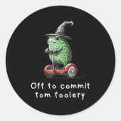 Whimsical Frog Wizard Off To Commit Tom Foolery Fr ラウンドシール (正面)
