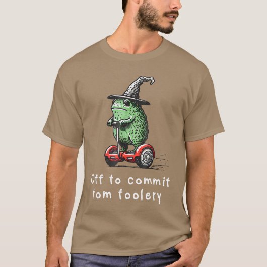 Whimsical Frog Wizard Off to Commitom Foolery Frog Tシャツ (正面)