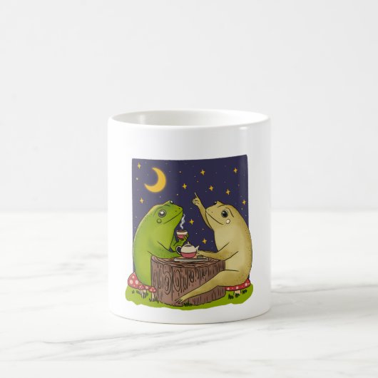 Whimsical Frogs Tea Party At Night Illustration コーヒーマグカップ (中央)