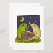 Whimsical Frogs Tea Party At Night Illustration 招待状 (正面/裏面)