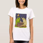 Whimsical Frogs Tea Party At Night Illustration Tシャツ (正面)