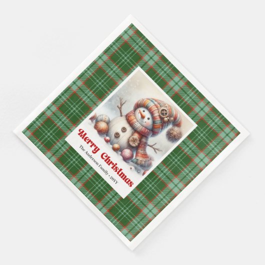 Whimsical Fun Christmas Snowman Editable Napkins  (コーナー)
