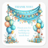 Whimsical Fun Teal Birthday  スクエアシール (正面)