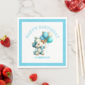Whimsical Fun Teal Birthday  スタンダードランチョンナプキン (インサイチュ)