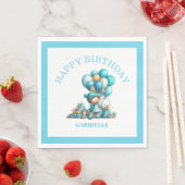 Whimsical Fun Teal Birthday  スタンダードランチョンナプキン (インサイチュ)