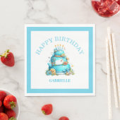 Whimsical Fun Teal Birthday  スタンダードランチョンナプキン (インサイチュ)