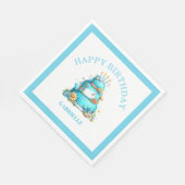 Whimsical Fun Teal Birthday  スタンダードランチョンナプキン (角)