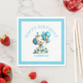 Whimsical Fun Teal Birthday スタンダードランチョンナプキン (インサイチュ)