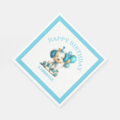 Whimsical Fun Teal Birthday スタンダードランチョンナプキン (角)