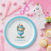 Whimsical Fun Teal Birthday ペーパープレート (パーティー)