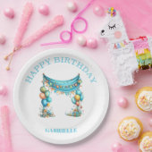 Whimsical Fun Teal Birthday ペーパープレート (パーティー)