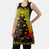 Whimsical Fun Trendy Christmas Tree Folk Art エプロン (インサイチュ)