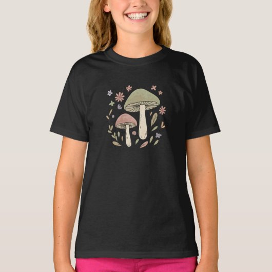 Whimsical Fungi Botanical Graphic Cute Tシャツ (正面)
