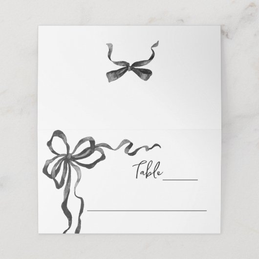 Whimsical Funky Black Bow Christmas Dinner Party プレイスカード (外部開封)