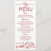 Whimsical Funky Decor Handwritten Red Wedding Menu メニュー (正面)