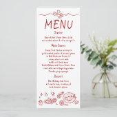 Whimsical Funky Decor Handwritten Red Wedding Menu メニュー (スタンド正面)