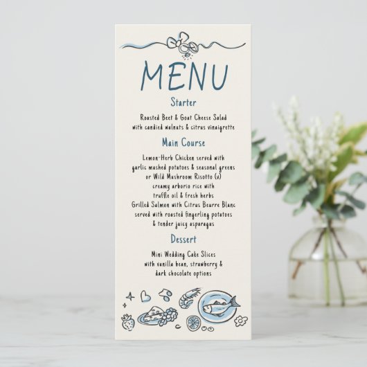 Whimsical Funky Decor Handwritten Wedding Menu メニュー (スタンド正面)