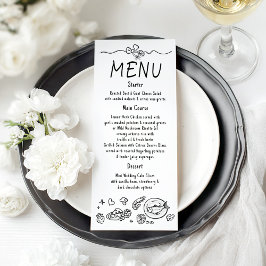 Whimsical Funky Decor Handwritten Wedding Menu メニュー