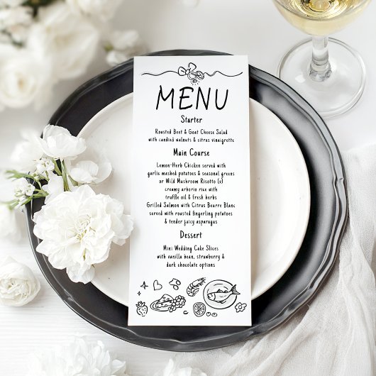 Whimsical Funky Decor Handwritten Wedding Menu メニュー