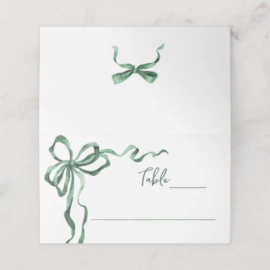 Whimsical Funky Green Bow Christmas Dinner Party プレイスカード (外部開封)