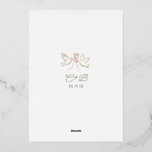 Whimsical Funky Hand Drawn Doodles Wedding 箔招待状 (裏面)