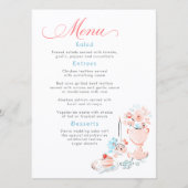 Whimsical Funky Hand Drawn Dusty Blue Wedding Menu メニュー (正面)