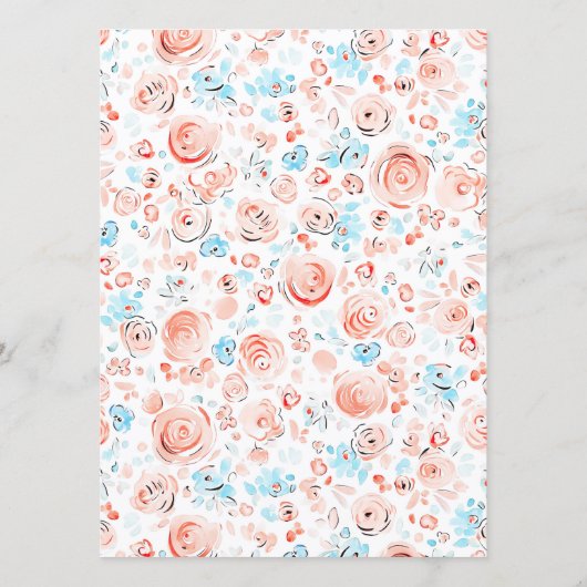 Whimsical Funky Hand Drawn Dusty Blue Wedding Menu メニュー (裏面)