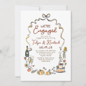Whimsical Funky Hand Drawn Fall Engagement Party 招待状 (正面)