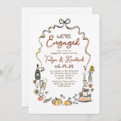 Whimsical Funky Hand Drawn Fall Engagement Party 招待状 (正面/裏面)