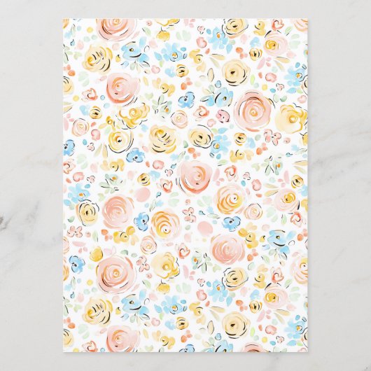 Whimsical Funky Hand Drawn Pastel Wedding Menu メニュー (裏面)