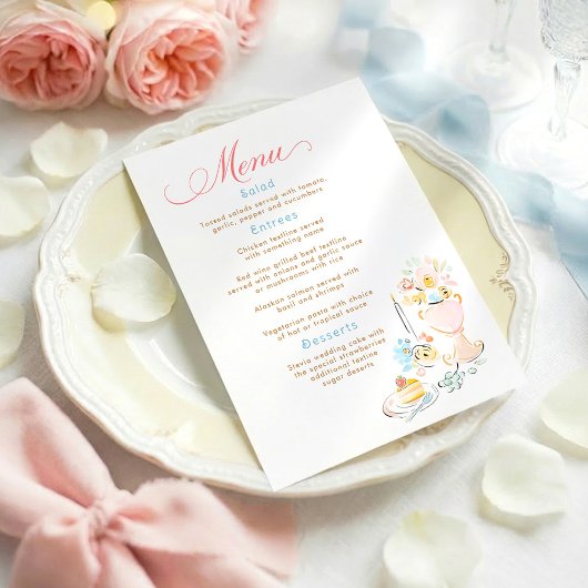 Whimsical Funky Hand Drawn Pastel Wedding Menu メニュー