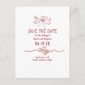 Whimsical Funky Hand Drawn Save The Date 案内ポストカード (正面)