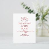 Whimsical Funky Hand Drawn Save The Date 案内ポストカード (スタンド正面)
