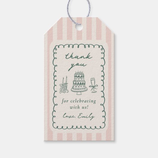 Whimsical Funky Quirky 30th Birthday Party ギフトタグ (正面)