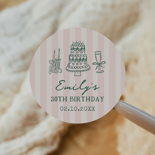 Whimsical Funky Quirky 30th Birthday Party ラウンドシール