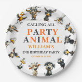 Whimsical Funny Animals 2nd Birthday Party ペーパープレート (正面)