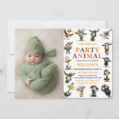 Whimsical Funny Animals 2nd Birthday Party 招待状 (正面)