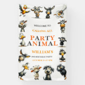 Whimsical Funny Animals 2nd Birthday Party 横断幕 (縦)