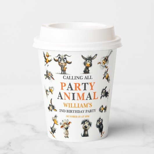 Whimsical Funny Animals 2nd Birthday Party 紙コップ (裏面)