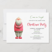 Whimsical Funny Pink Santa Christmas Party Invite 招待状 (正面)