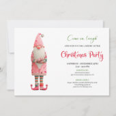 Whimsical Funny Pink Santa Festive Party Invites 招待状 (正面)