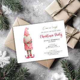 Whimsical Funny Pink Santa Festive Party Invites 招待状