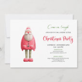 Whimsical Funny Pink Santa Modern Xmas Card 招待状 (正面)