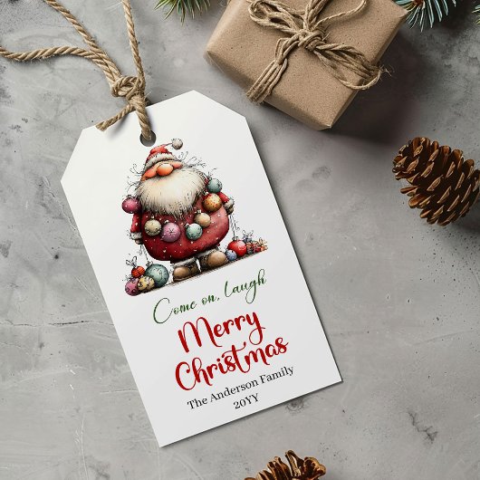 Whimsical funny Santa Christmas gift tag style ギフトタグ