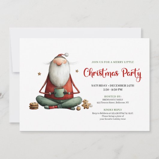 Whimsical Funny Santa Classic Christmas Invitation 招待状 (正面)